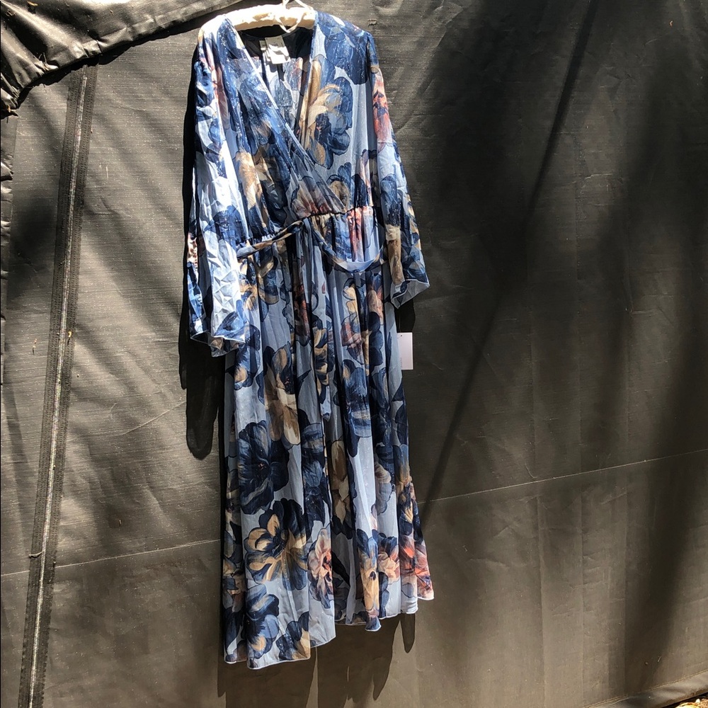 Enfocus Studio Blue Floral Wrap Dress